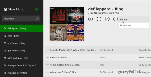 Xbox Müzik Çalma Listelerini Silme