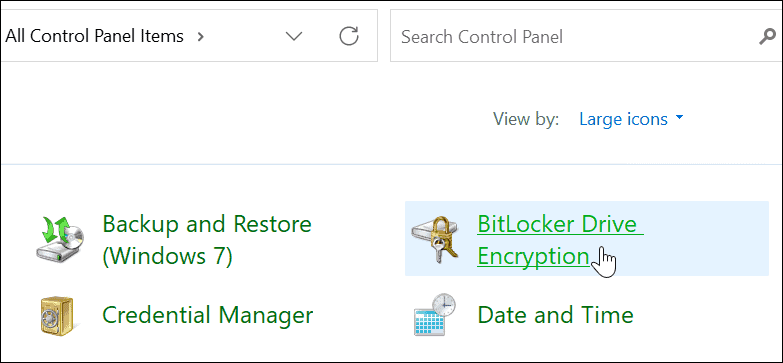 BitLocker Güvenlik kontrol paneli