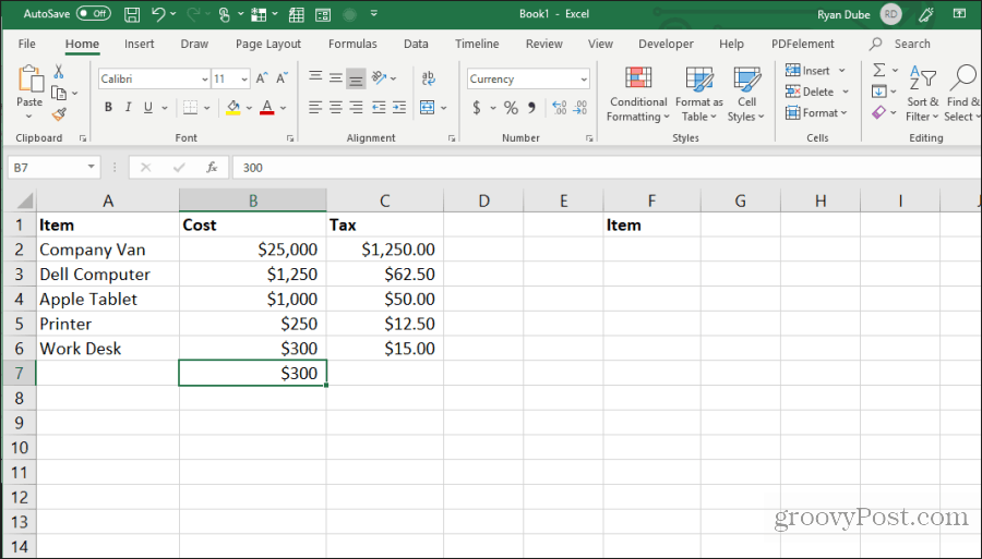 excel'de kontrol-d kullanma