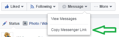Facebook sayfanızın Messenger bağlantısını bulun.