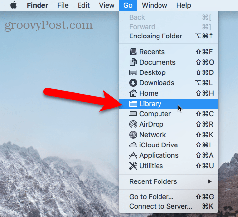 Mac'te Finder'daki Git menüsünü kullanarak Kütüphane klasörüne erişin