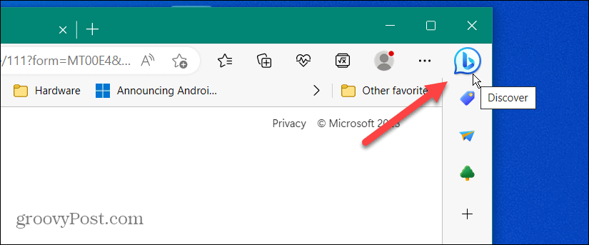 Bing Sohbet Düğmesini Microsoft Edge'den Kaldırma