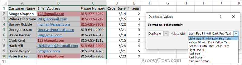 Excel'de Kopyalar için Biçimlendirmeyi Seçin