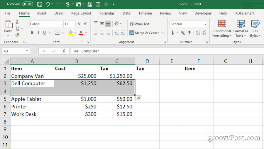 Excel'e boş hücreler ekleyin