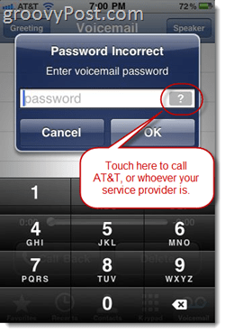 iPhone hatası MEssage "Şifre Yanlış sesli posta şifresini girin"