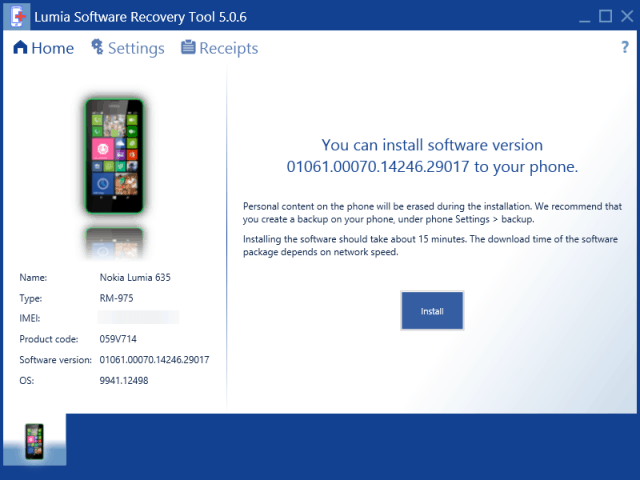 Telefonlar için Lumia Recovery Tool Windows 10