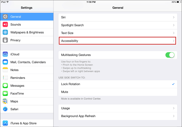 iOS 7 Erişilebilirliği