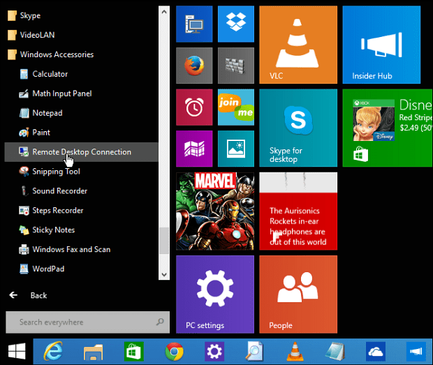 Windows 10 Başlat menüsü