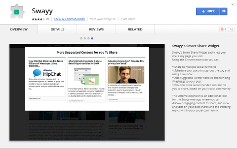 Swayy, içerik keşiflerini paylaşmayı kolaylaştıran bir Google Chrome uzantısına da sahiptir.