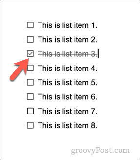 Google Dokümanlar'da örnek bir kontrol listesi
