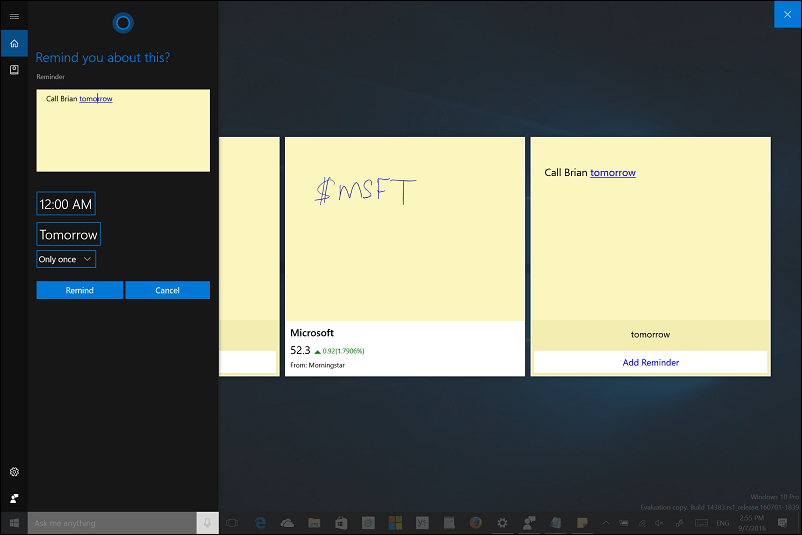 Windows 10 Yıldönümü Güncelleme İpucu: Yapışkan Notlar ve Cortana ile Mürekkep Kullanma