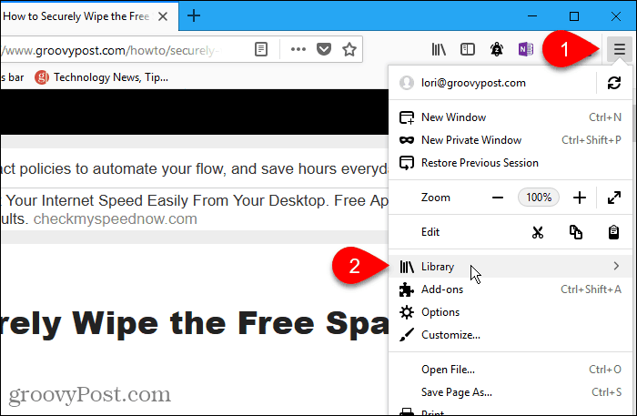Windows için Firefox'ta Kitaplık'ı seçin