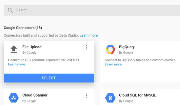 Google Data Studio, 8. adımı kullanın.