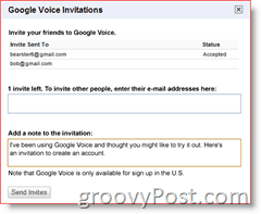 Google Voice Davet Ekran Görüntüsü