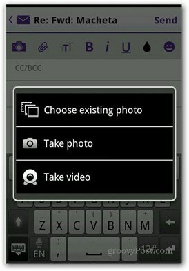 Yahoo Mail Android fotoğraf video ekle