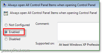 Windows 7'de tüm kontrol paneli öğelerini her zaman açma seçeneği