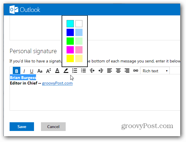 Outlook.com imzası oluşturma