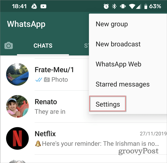 WhatsApp gruplara eklemeyi durdur Ayarlar