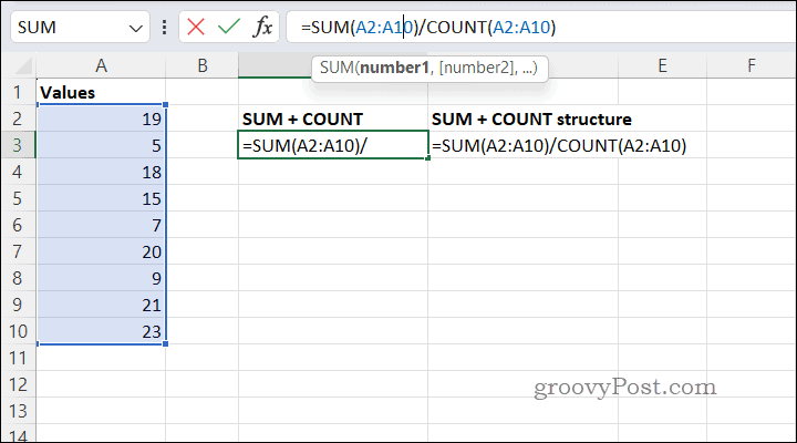 Excel'de SUMCOUNT kullanarak ortalamaları hesaplama