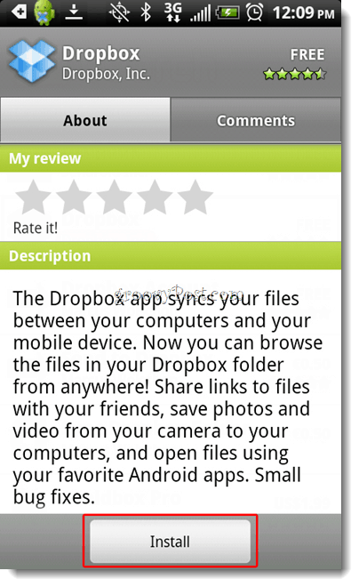 Android Dropbox Kurulumu