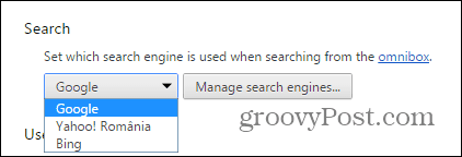 Chrome arama sağlayıcısı