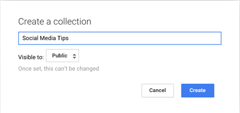 google + koleksiyonu adlandır