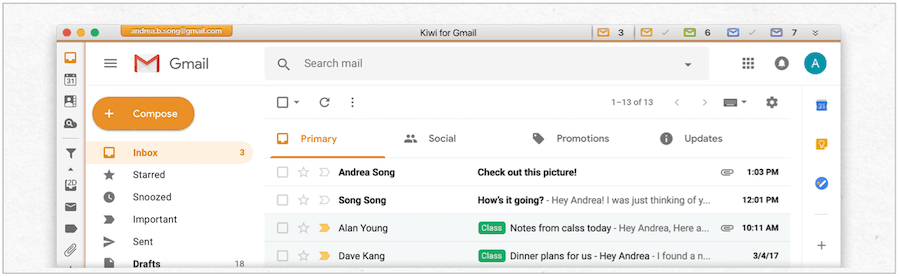Gmail için Kivi