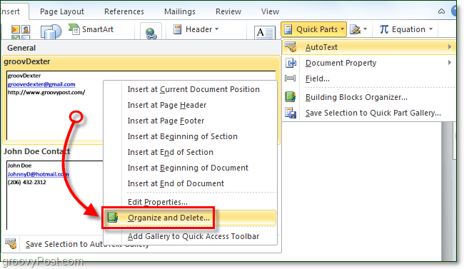 Office 2010'da Otomatik Metin Hızlı Parçalarını Kullanma Kılavuzu