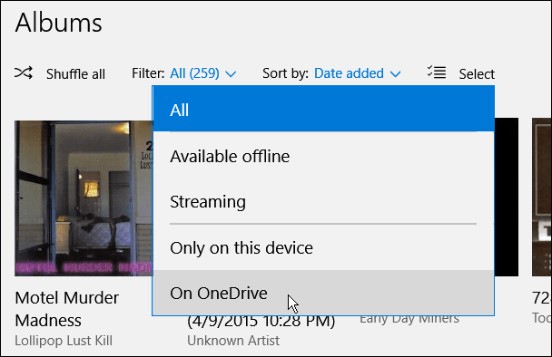 OneDrive'ı filtrele