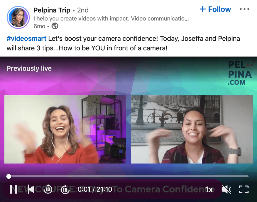 Pelpina Trip'ten LinkedIn videosunun görüntüsü