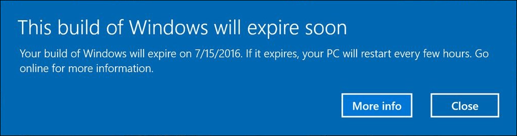Windows 10 Insider Preview, Sona Erme Bildirimleri Olan Uyarı Kullanıcıları Oluşturuyor