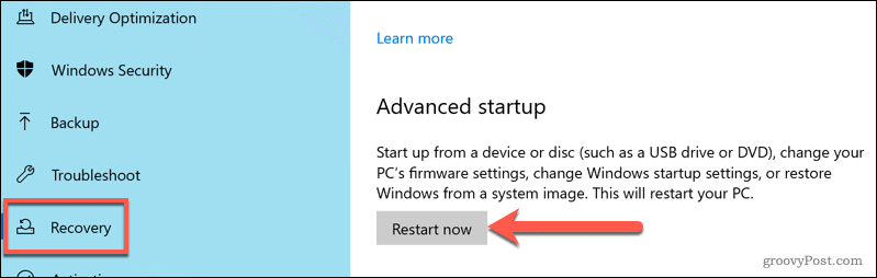 Windows Gelişmiş Başlangıç ​​seçenekleri menüsüne yeniden başlama