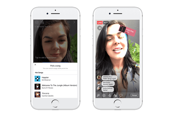 Facebook, kullanıcıların popüler bir şarkıyı seçmelerine ve bir Facebook Live yayınında söyler gibi yapmalarına izin vermek için tasarlanmış yeni bir özellik olan Lip Sync Live'ı test ediyor.