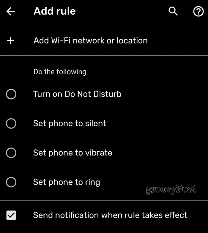 Android Kuralları Kural ekle