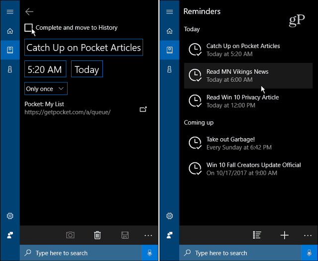 Cortana Hatırlatma Listesi