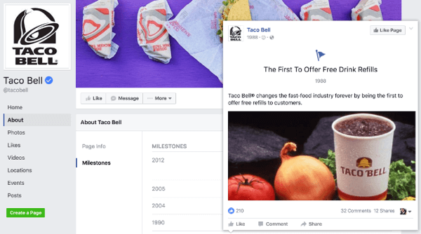 taco bell facebook sayfası kilometre taşı