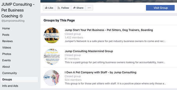 Facebook Grupları özellikleri nasıl kullanılır, Facebook sayfasındaki grup örneği, JUMP Consulting