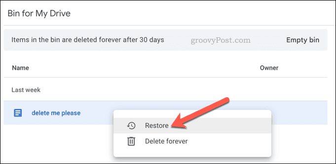 Google Drive'da silinen dosyaları geri yükleme