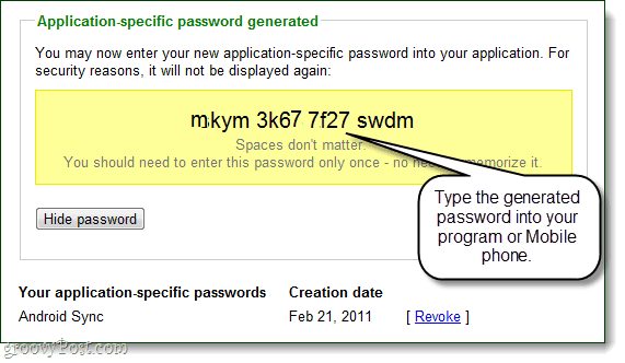 hesabınız için google tarafından oluşturulan uygulamaya özel bir şifre