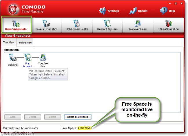 Comodo Time Machine Sistem Anlık Görüntüleri ve Görüntüleri Oluşturuyor