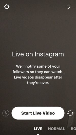 Instagram canlı yayınınızı başlatmak için kamera simgesine ve ardından Canlı Video Başlat'a dokunun.