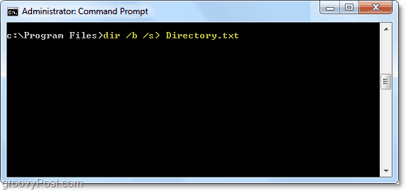 dir / b / s> directory.txt komutunu kullanarak metin dosyasına dir sorgusu gönderir