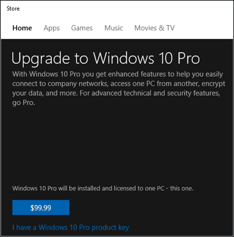 Windows 10 Pro Paketi Anahtar Deposu Microsoft