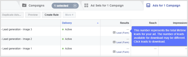 Facebook lider reklam sonuçları