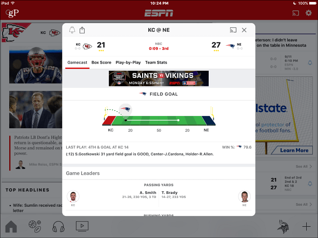 ESPN iOS iPad Uygulaması