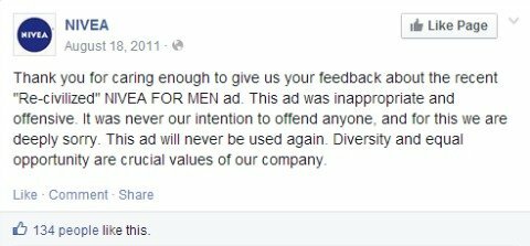 nivea özür facebook güncellemesi