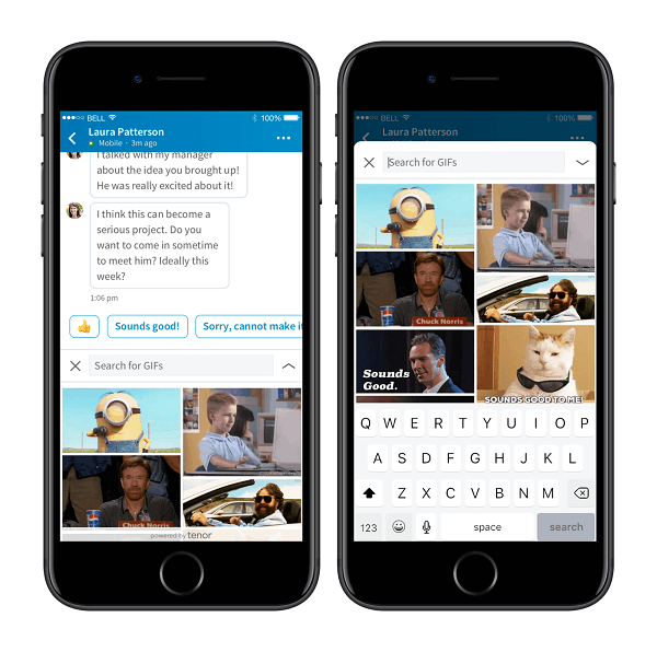 LinkedIn ve Google'ın sahip olduğu Tenor, GIF'leri doğrudan LinkedIn'in Mesajlaşma platformuna entegre etmek için ortaklık kurdu.