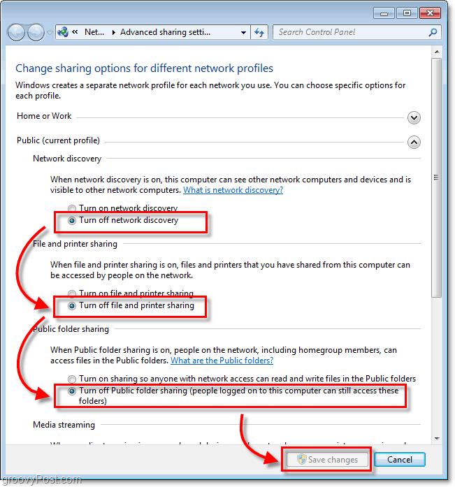 Windows 7'de Dosya Paylaşımı ve Ağ Bulmayı Devre Dışı Bırakma