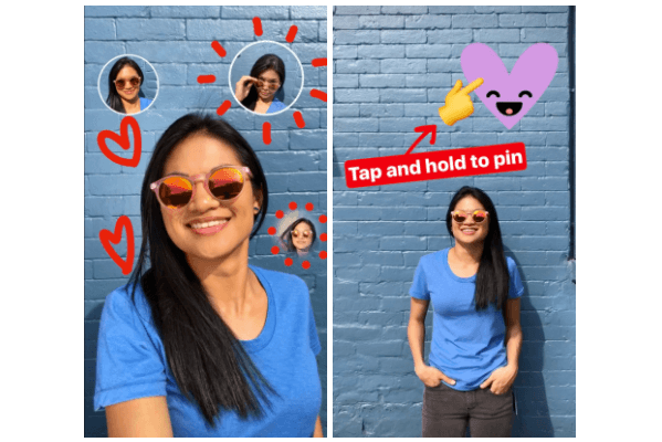 Instagram, kullanıcıların herhangi bir fotoğrafı veya metni Instagram Hikayeleri videoları veya görüntüleri, hatta bir selfie için bir çıkartmaya dönüştürmesine olanak tanıyan Pinning adını verdiği yeni bir özellik sundu.