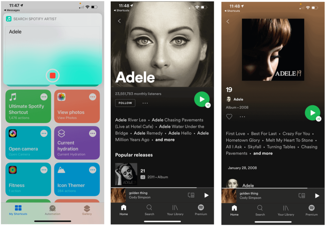 Spotify Siri arama sanatçısı için Siri Kısayolları